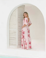 Vestido Elodia Flores Rosa