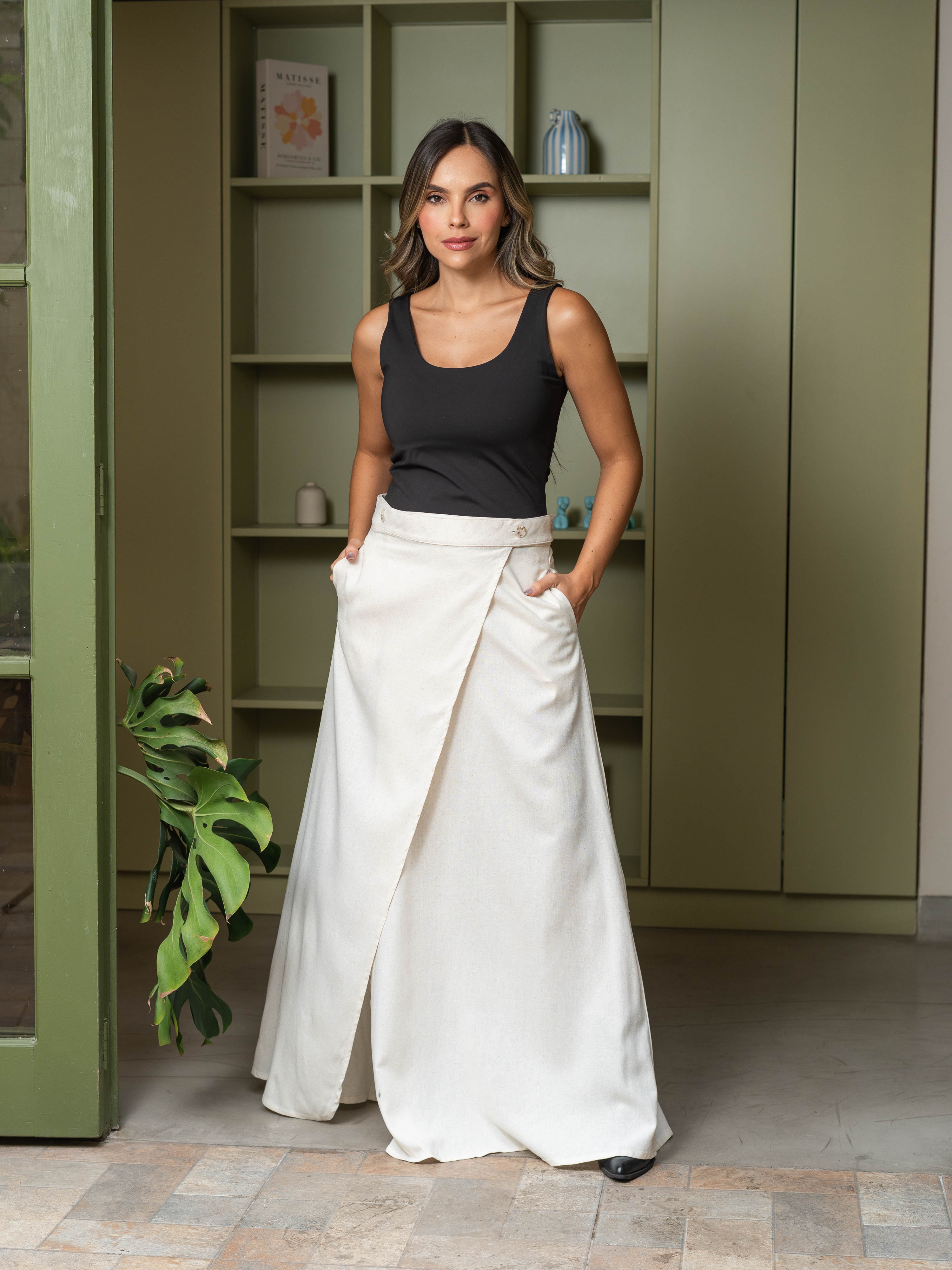 Falda Roxana Plane Crema