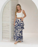 Falda Karen hojas azul