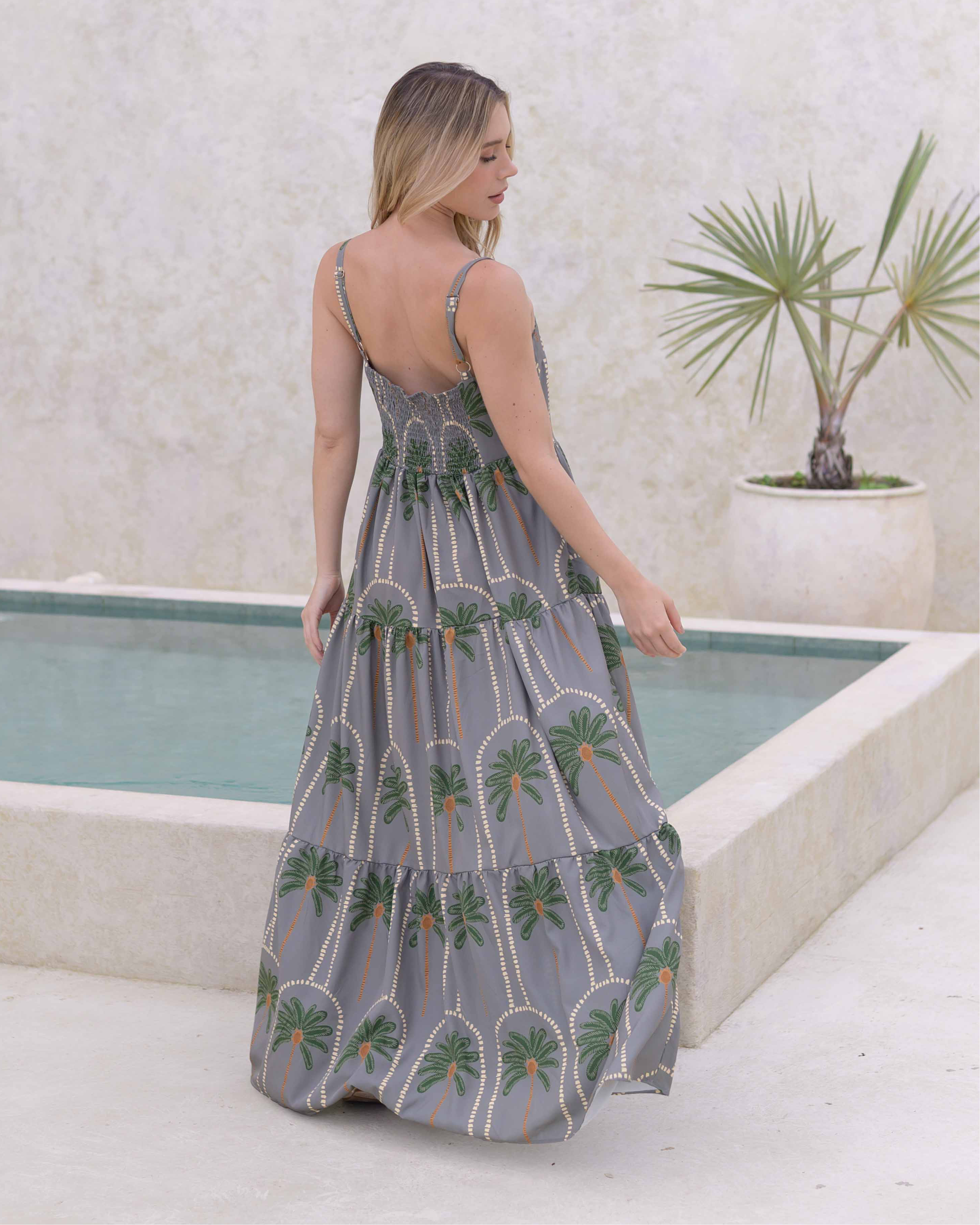 Vestido Lily Palmas Verde