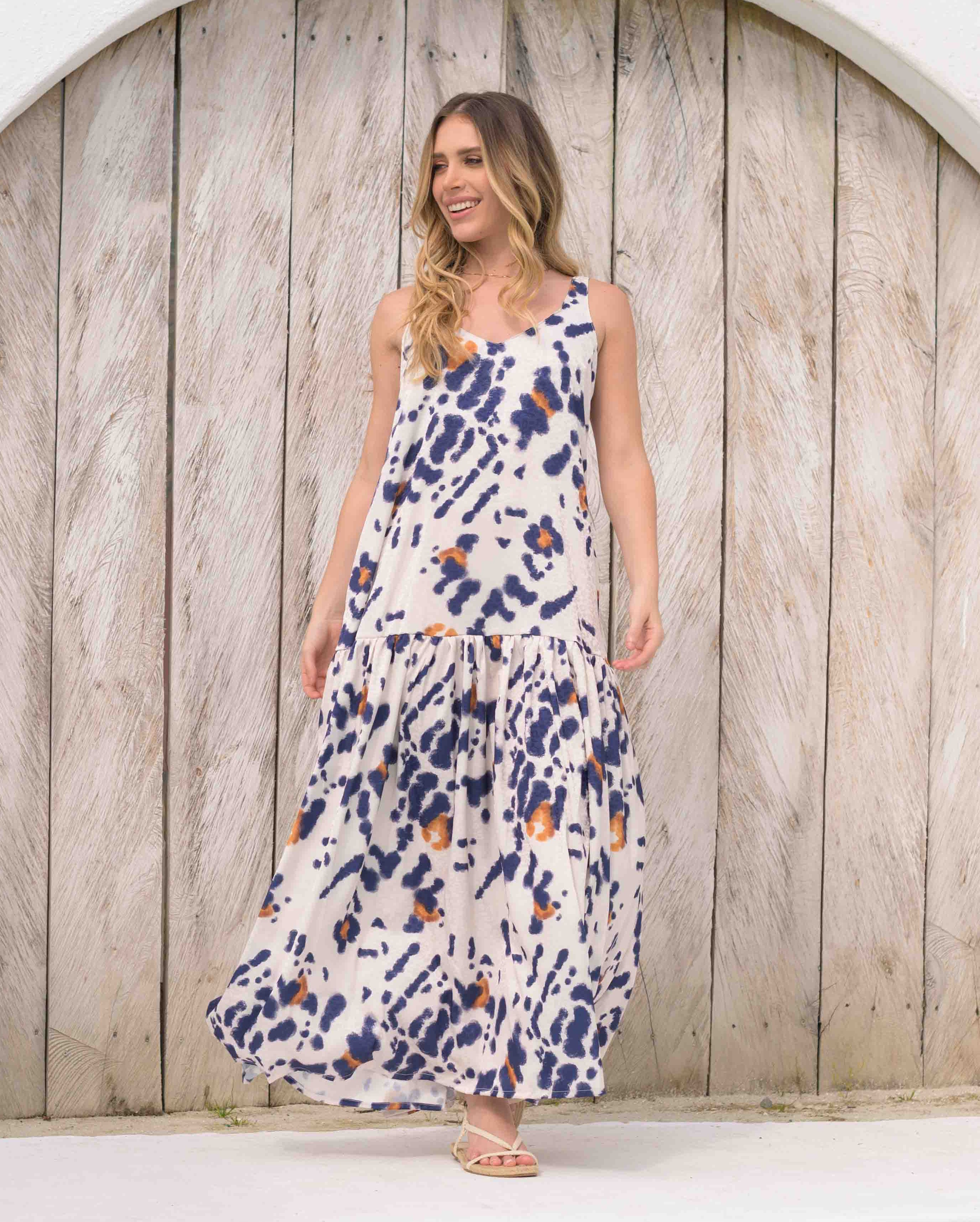 Vestido Marcia Print Azul