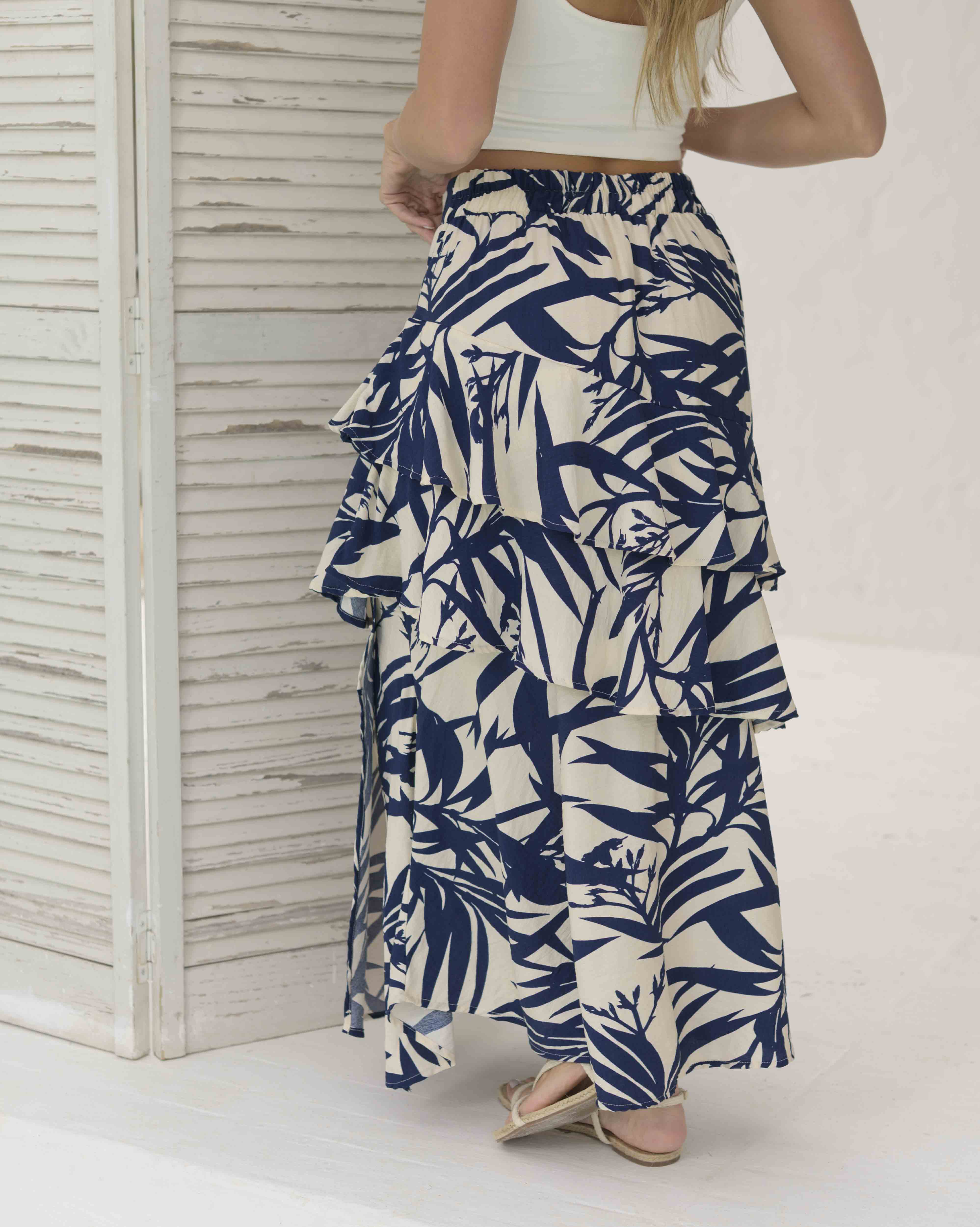 Falda Karen hojas azul