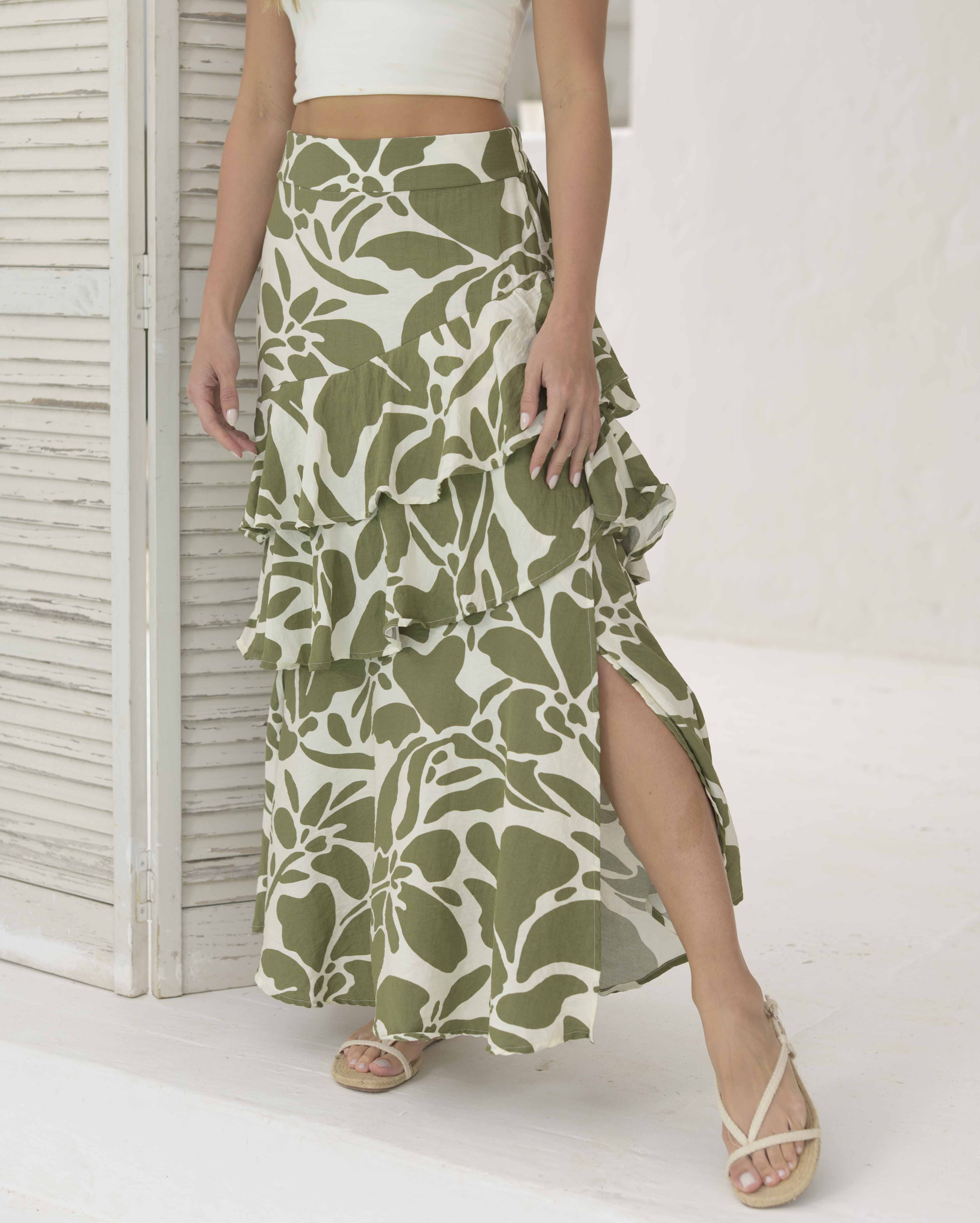 Falda Karen flores verde