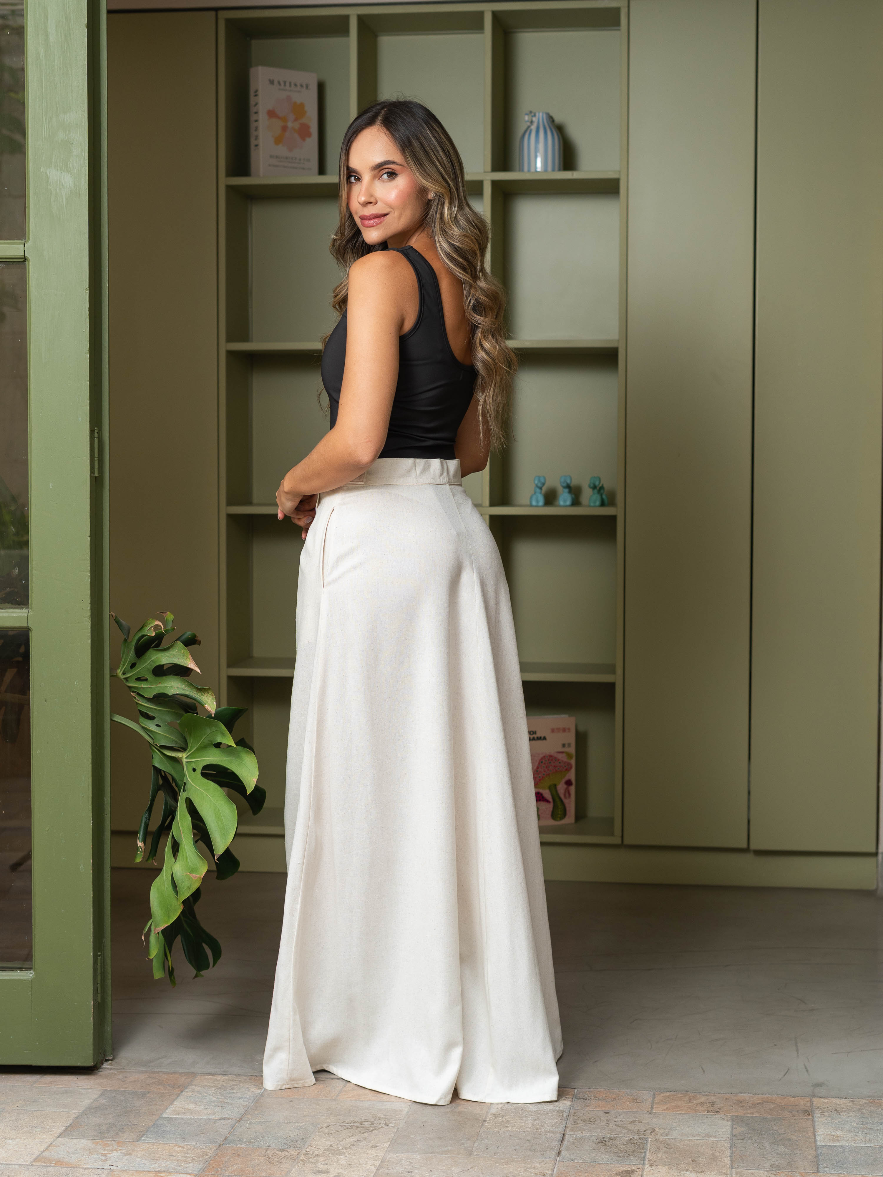 Falda Roxana Plane Crema