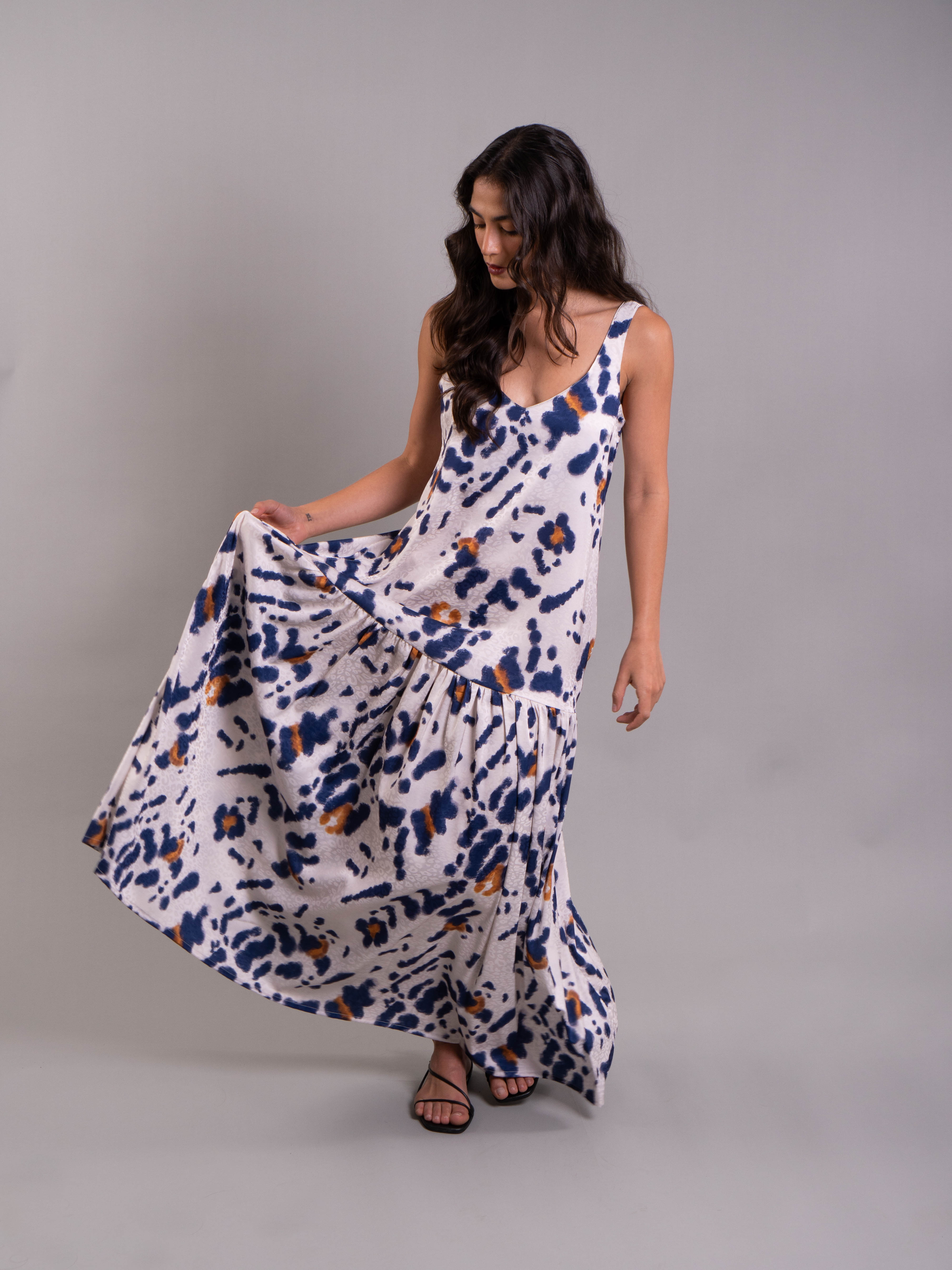 Vestido Marcia Print Azul
