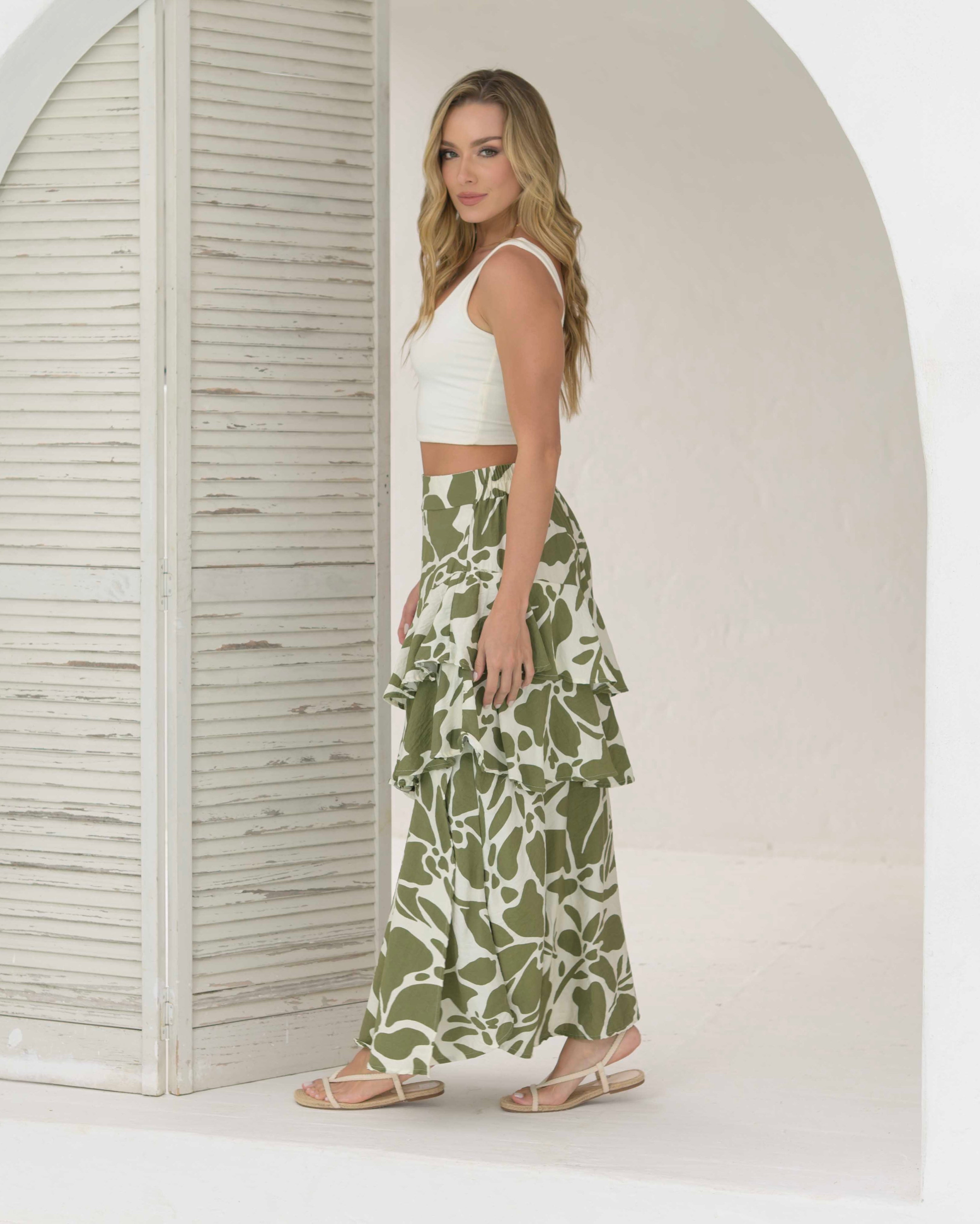 Falda Karen flores verde