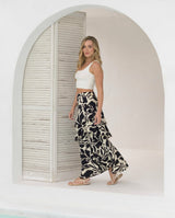 Falda Karen flores negra