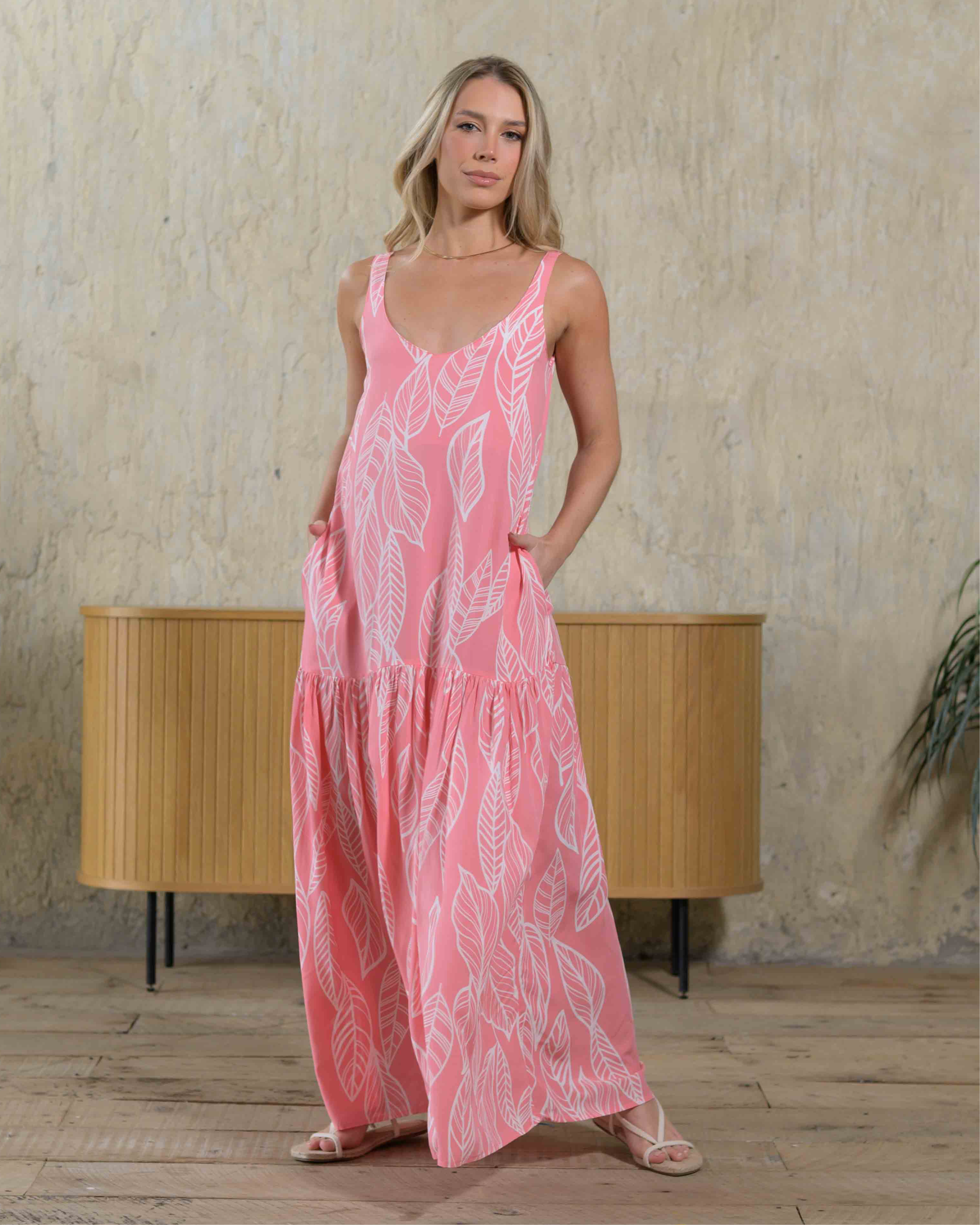 Vestido Marcia Hojas Pink