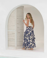 Falda Karen hojas azul