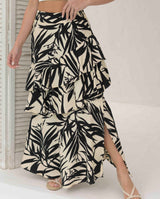 Falda Karen hojas negra