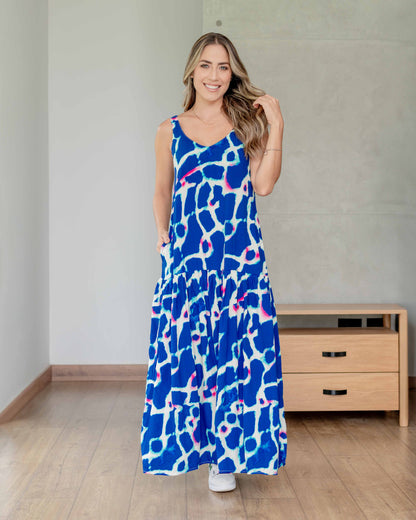 Vestido Marcia Africa Azul