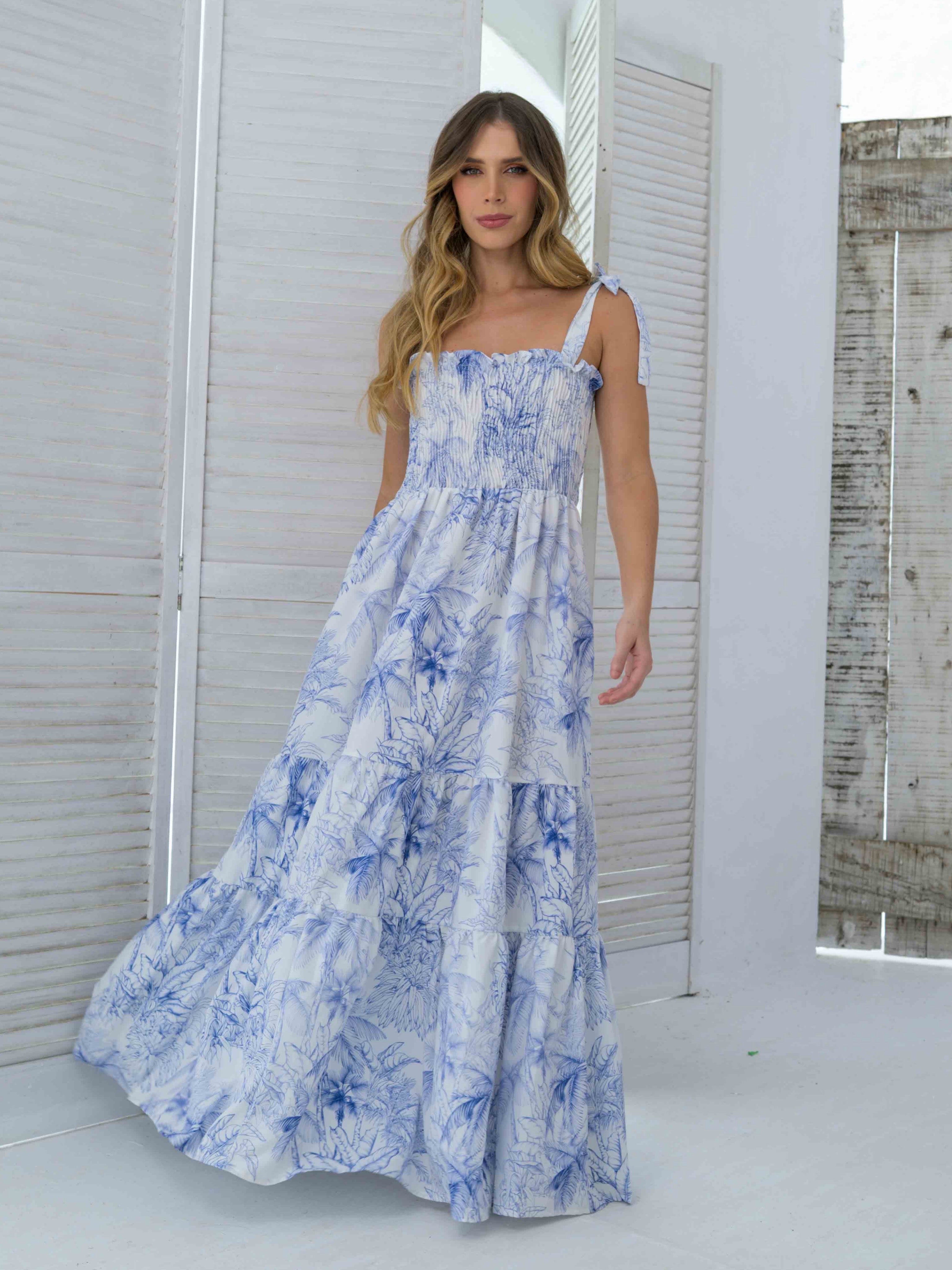 Vestido Danna Palmas Blue