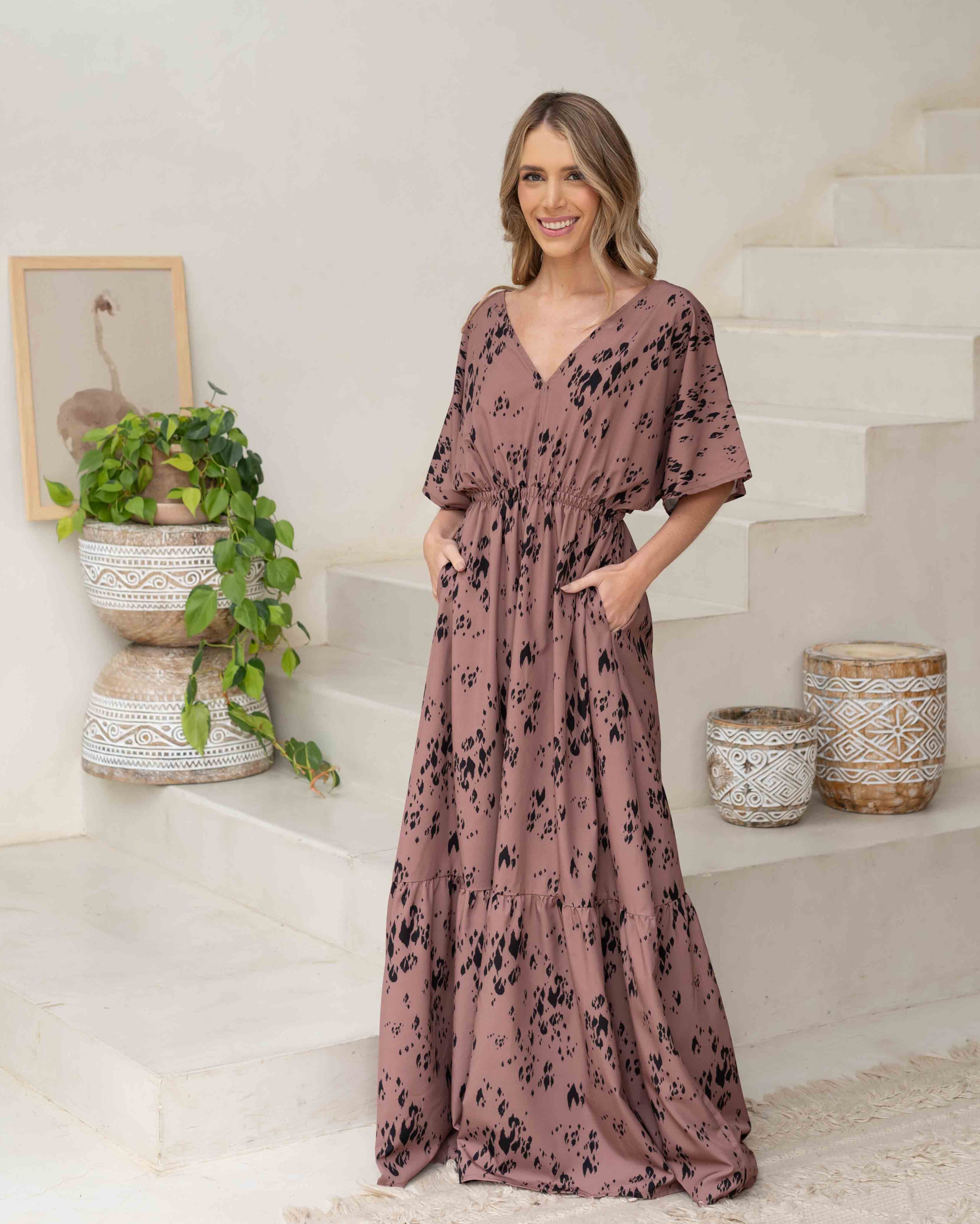 Vestido Elodia Print Café