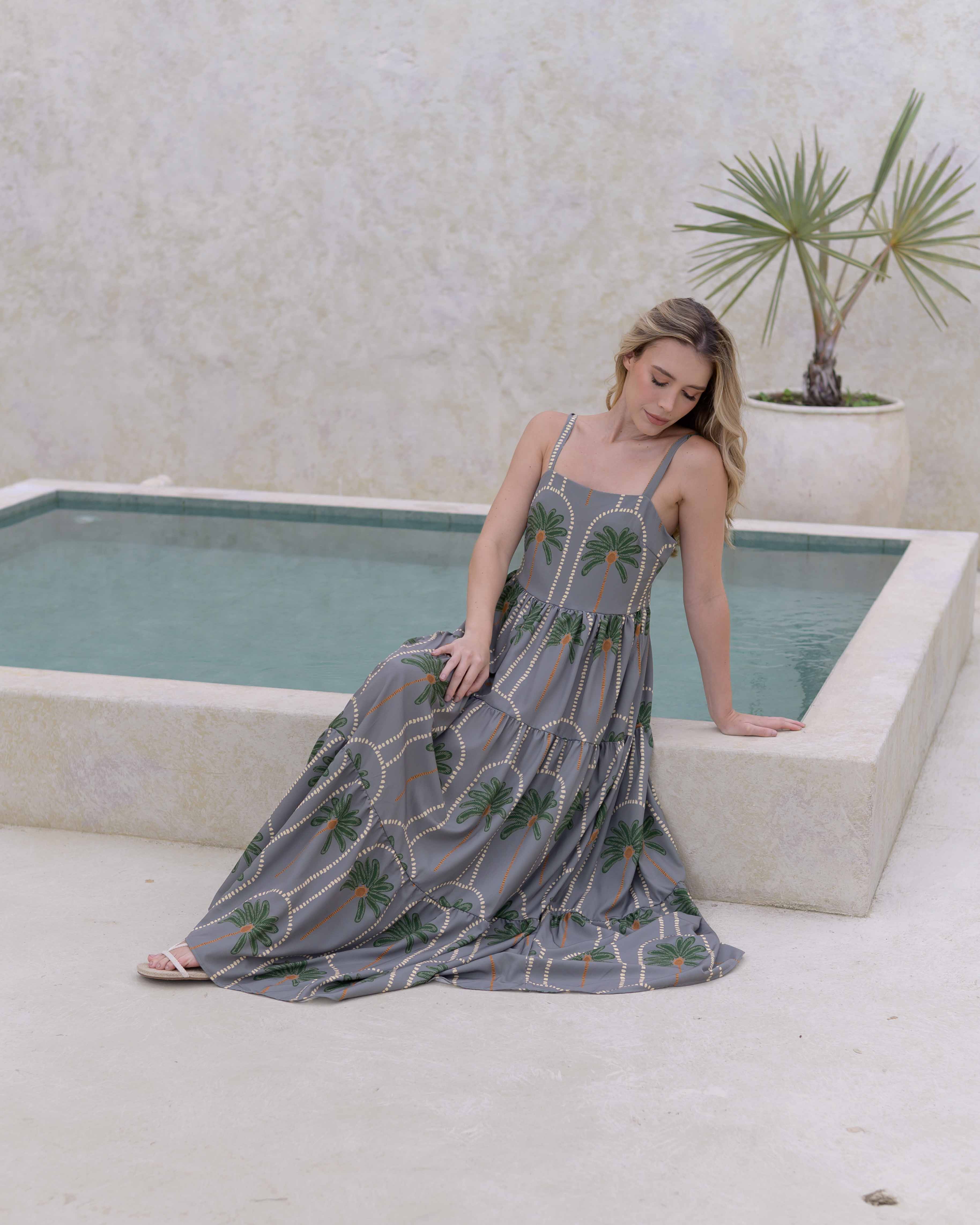 Vestido Lily Palmas Verde