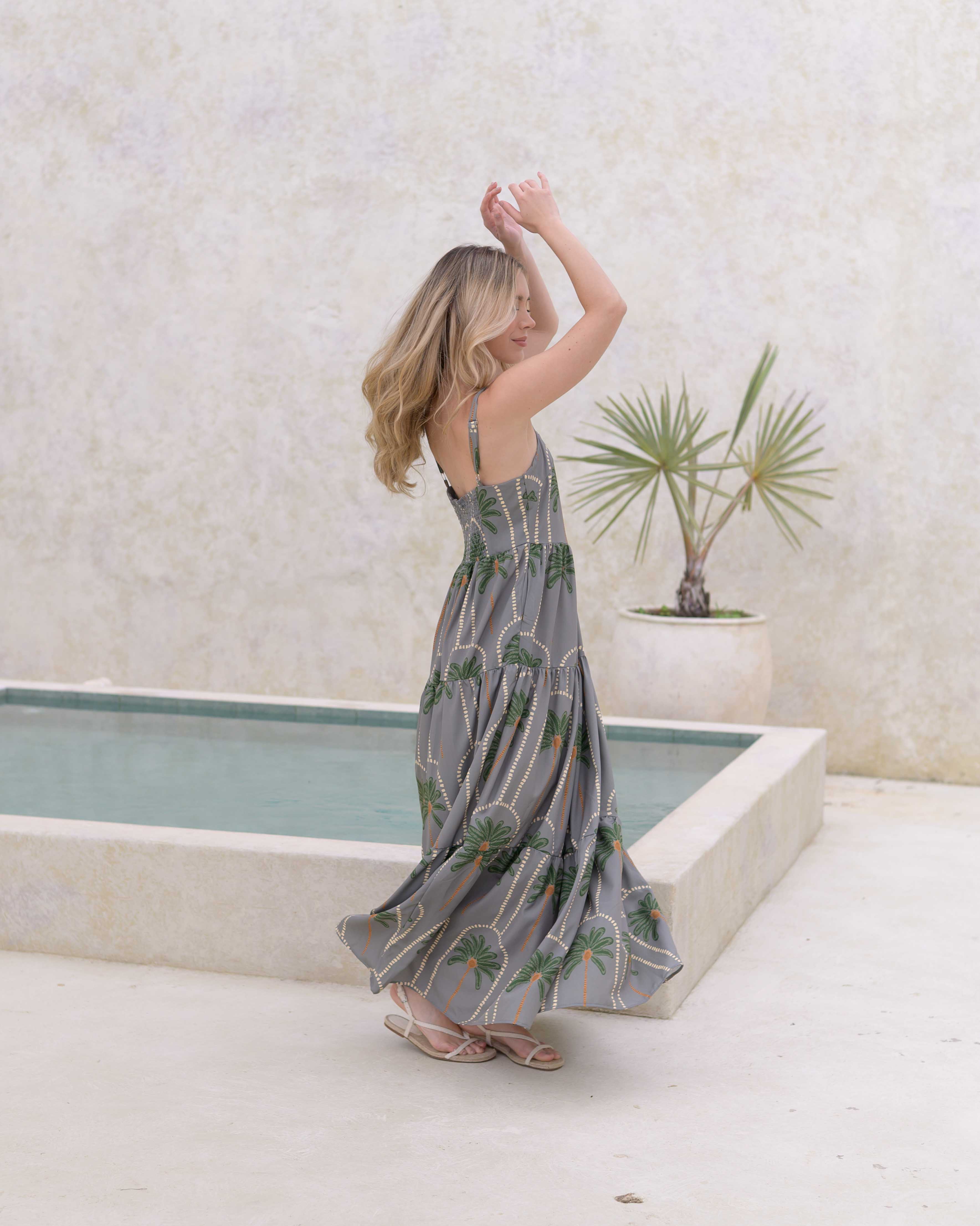 Vestido Lily Palmas Verde