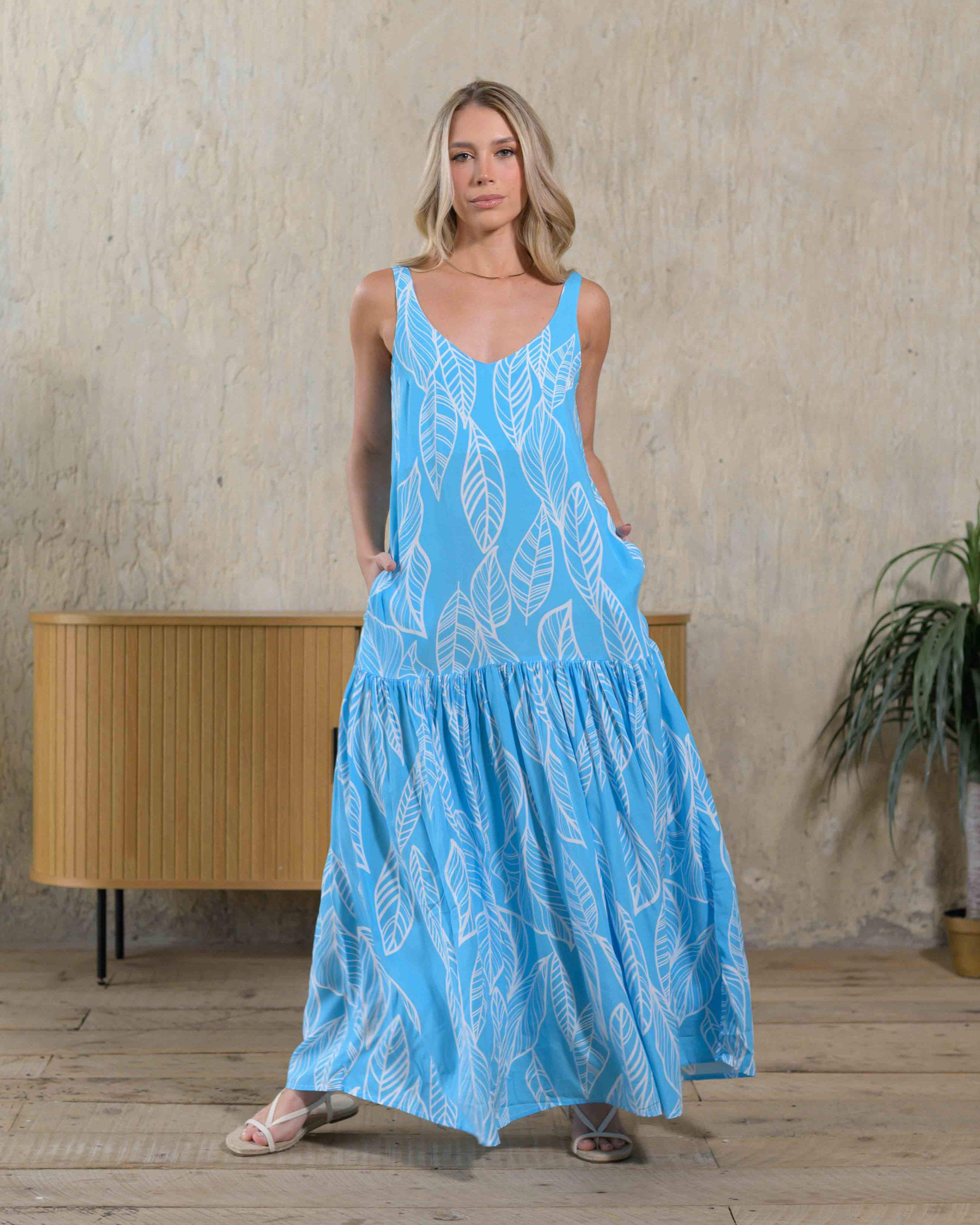 Vestido Marcia Hojas Blue