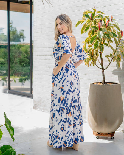 Vestido Elodia Print Azul