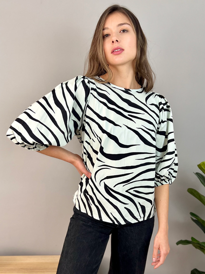 Blusa Violeta zebra menta